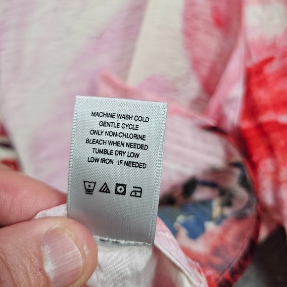 NEW John Mark Shirt Top Women 3X Button Up Large Floral Print Pink Red - Picture 8 of 12